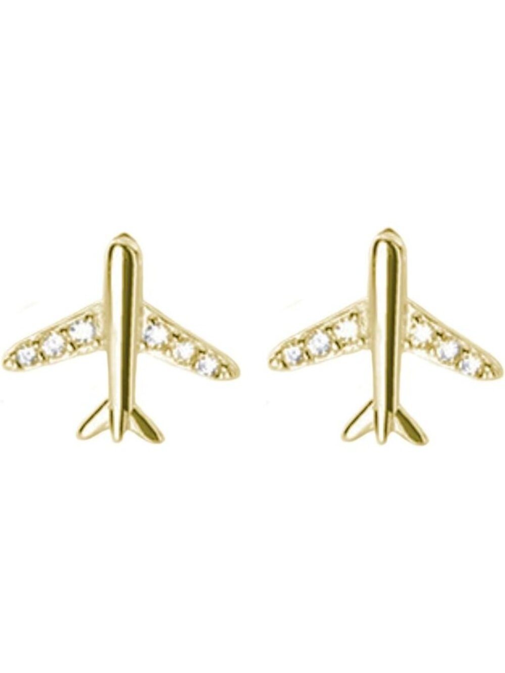 Sterling Silver S925 Rhinestone Airplane Stud Earrings for Women - Cute Travel